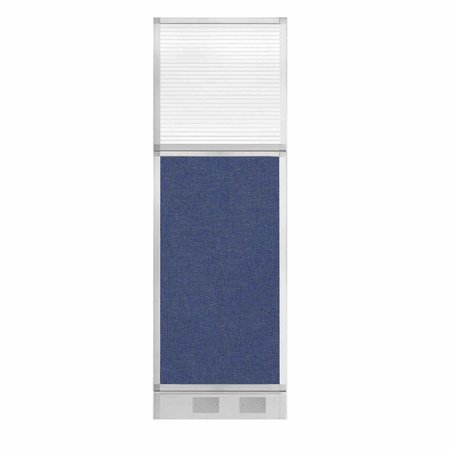 VERSARE Hush Panel Cubicle Partition 2' x 6' W/ Window Cerulean Fabric Clear Fluted Window W/ Cable Channel 1812558-1